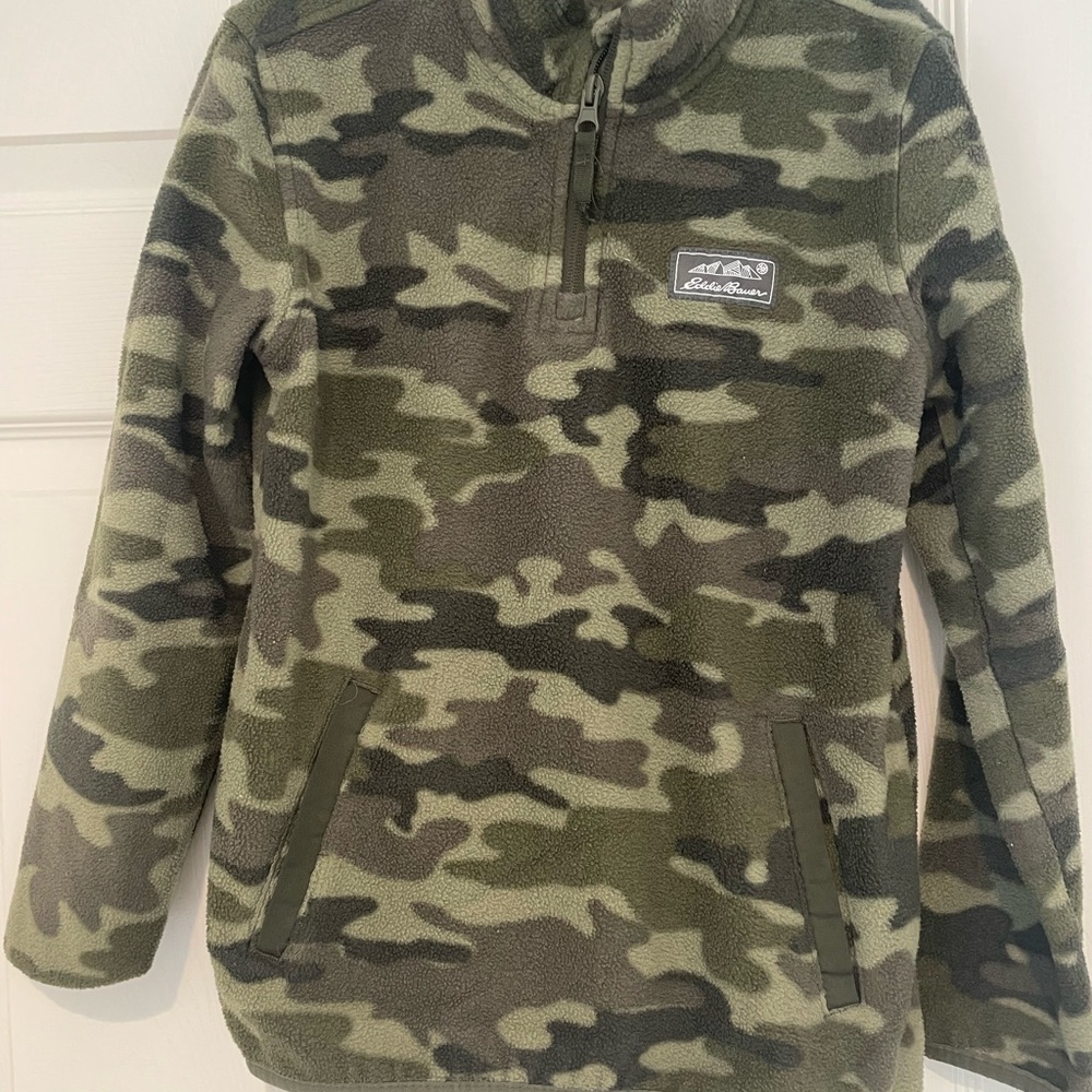Eddie Bauer Kids' Green Camo Fleece Hoodie